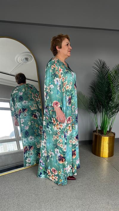 Selma Büyük Beden Çiçek Desenli Elbise