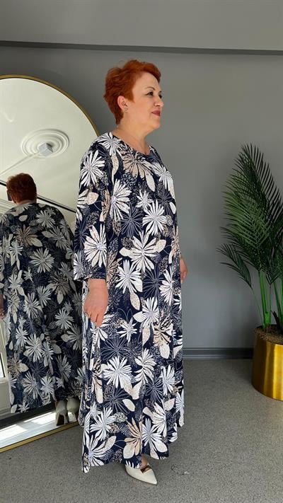 Selma Büyük Beden Çiçek Desenli Elbise