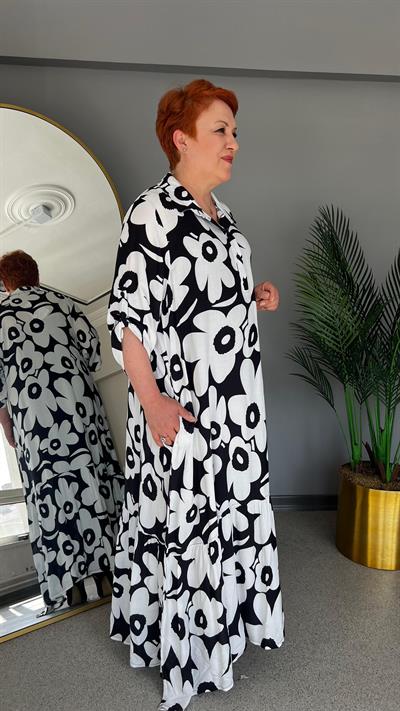 Selma Büyük Beden Çiçek Desenli Elbise