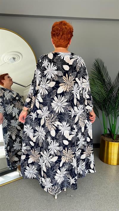 Selma Büyük Beden Çiçek Desenli Elbise