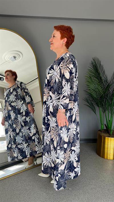 Selma Büyük Beden Çiçek Desenli Elbise