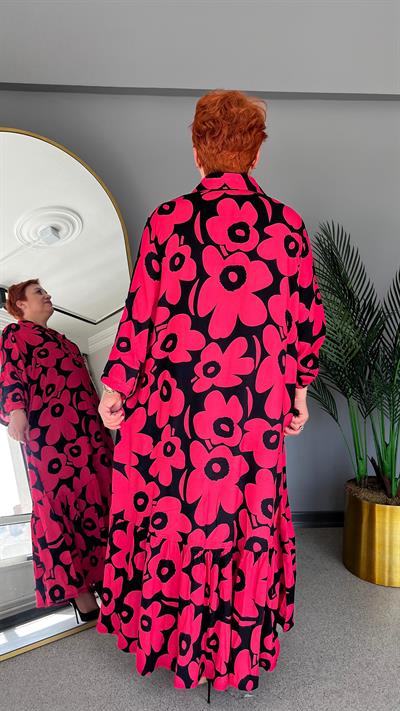 Selma Büyük Beden Çiçek Desenli Elbise