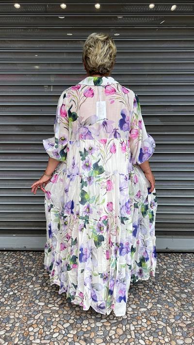 Selma Büyük Beden Çiçek Desenli Elbise