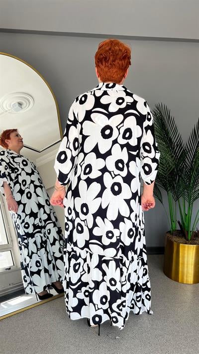 Selma Büyük Beden Çiçek Desenli Elbise