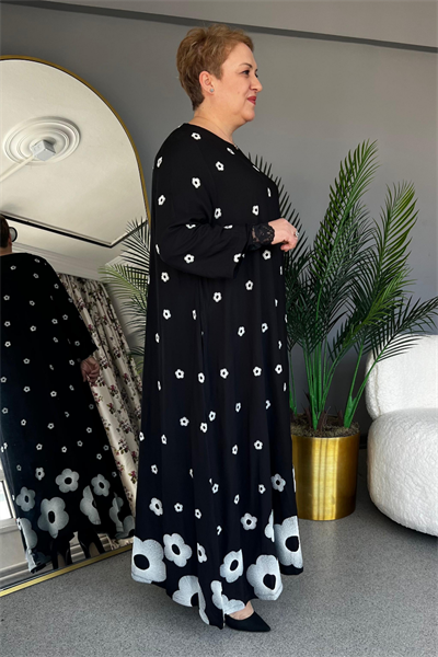 Selma Büyük Beden Çiçek Desenli Elbise