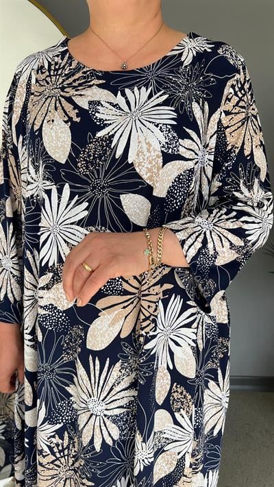 Selma Büyük Beden Çiçek Desenli Elbise