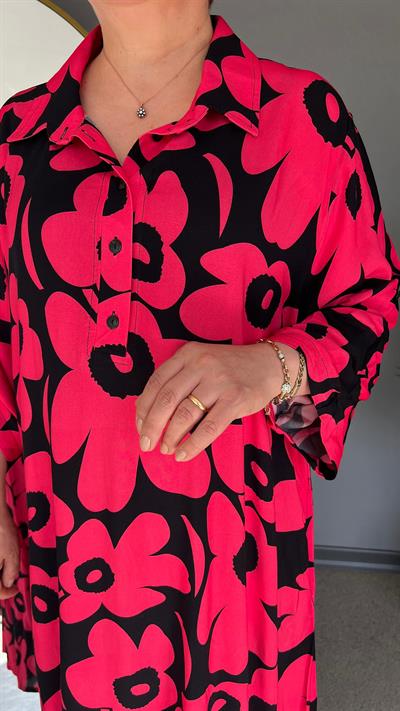 Selma Büyük Beden Çiçek Desenli Elbise