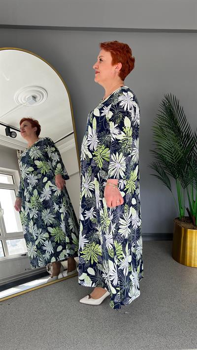 Selma Büyük Beden Çiçek Desenli Elbise