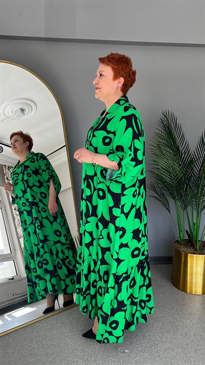 Selma Büyük Beden Çiçek Desenli Elbise