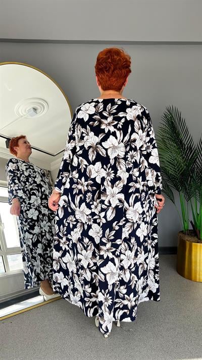 Selma Büyük Beden Çİçek Desenli Elbise