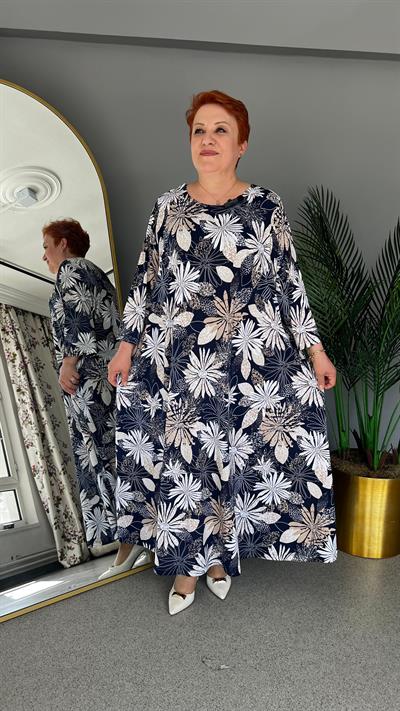 Selma Büyük Beden Çiçek Desenli Elbise