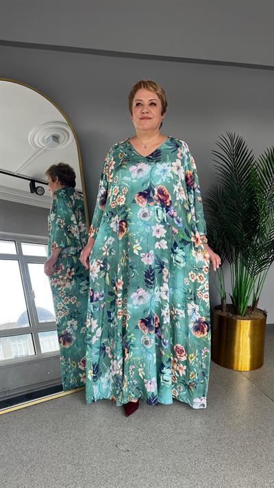 Selma Büyük Beden Çiçek Desenli Elbise