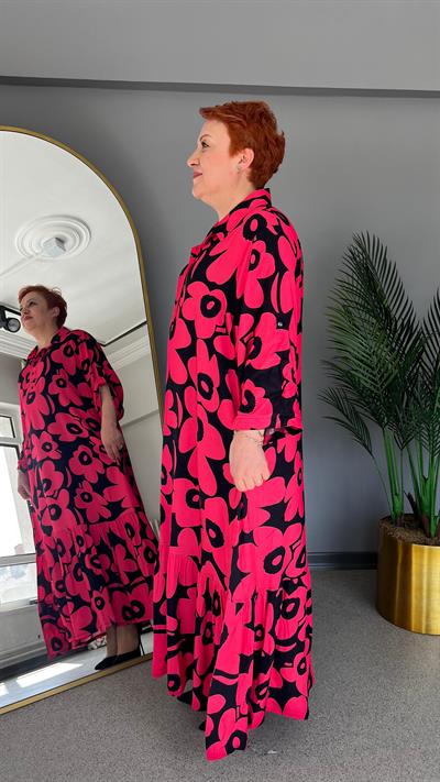 Selma Büyük Beden Çiçek Desenli Elbise