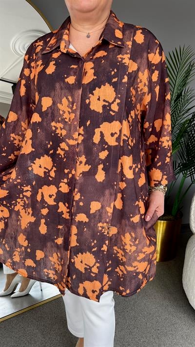 Selma Büyük Beden Çiçek Desenli Gömlek