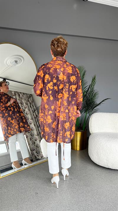 Selma Büyük Beden Çiçek Desenli Gömlek