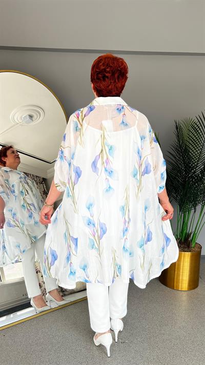 Selma Büyük Beden Çiçek Desenli Gömlek