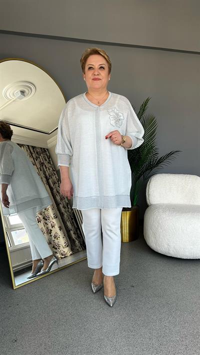 Selma Büyük Beden Çiçek Desenli Hırka