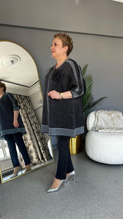 Selma Büyük Beden Çiçek Desenli Hırka