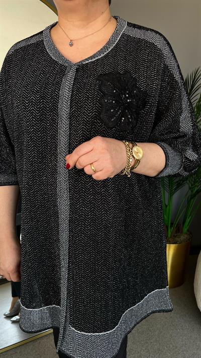 Selma Büyük Beden Çiçek Desenli Hırka