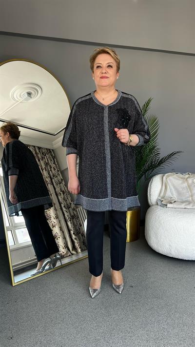 Selma Büyük Beden Çiçek Desenli Hırka