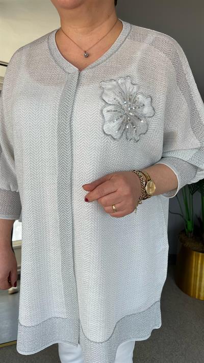 Selma Büyük Beden Çiçek Desenli Hırka