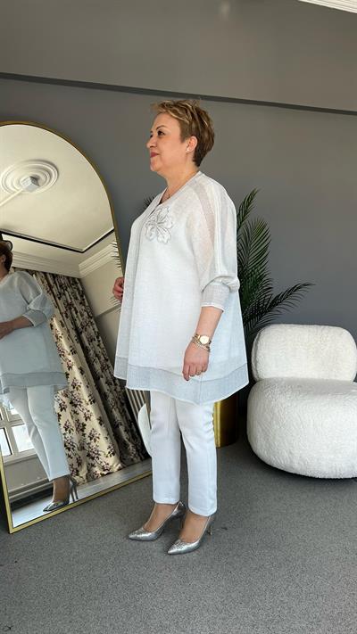 Selma Büyük Beden Çiçek Desenli Hırka