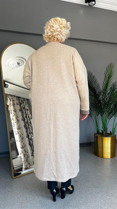 Selma Büyük Beden Çiçek Desenli Hırkalı Takım