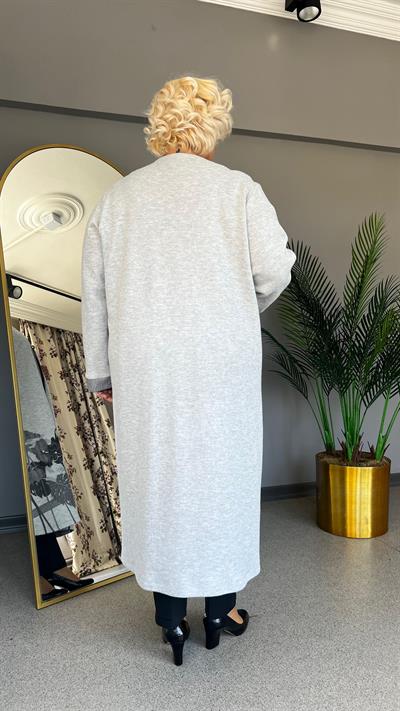 Selma Büyük Beden Çiçek Desenli Hırkalı Takım