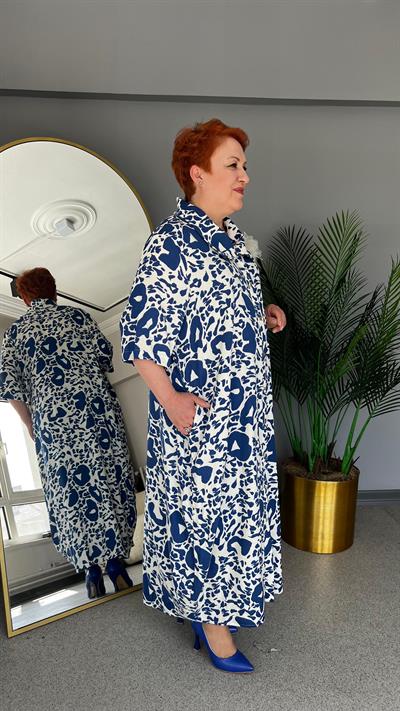 Selma Büyük Beden Çiçek Desenli Viskon Elbise