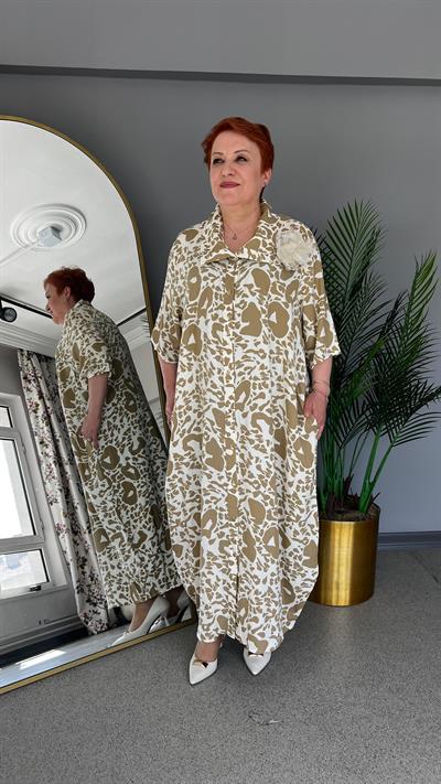 Selma Büyük Beden Çiçek Desenli Viskon Elbise