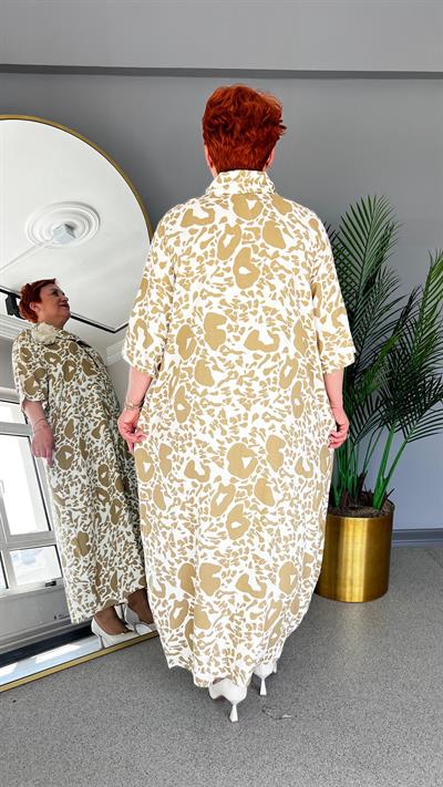 Selma Büyük Beden Çiçek Desenli Viskon Elbise