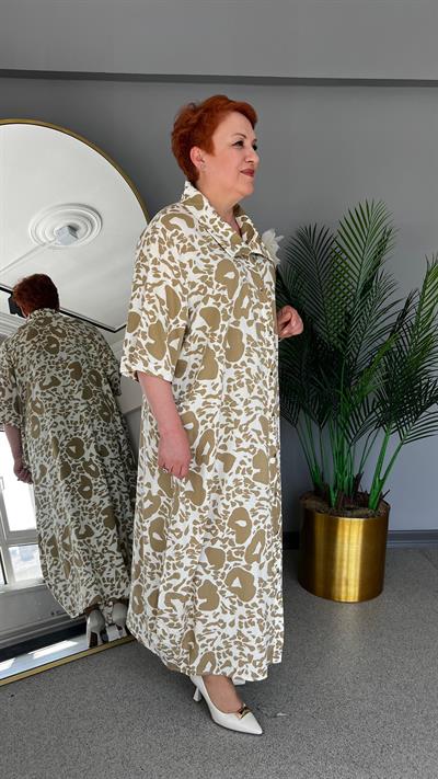 Selma Büyük Beden Çiçek Desenli Viskon Elbise