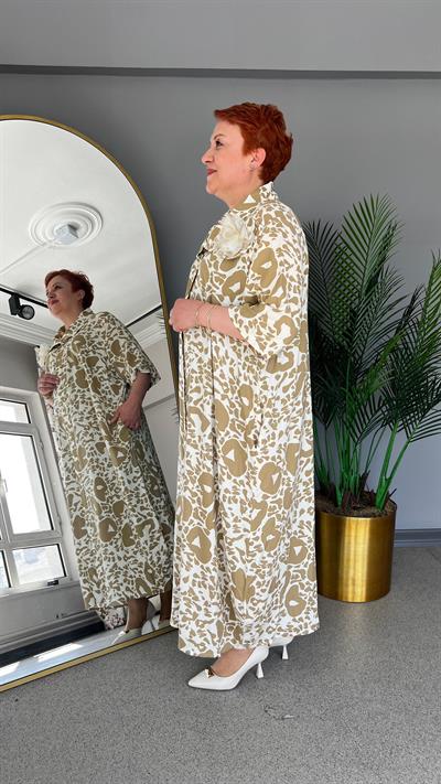 Selma Büyük Beden Çiçek Desenli Viskon Elbise