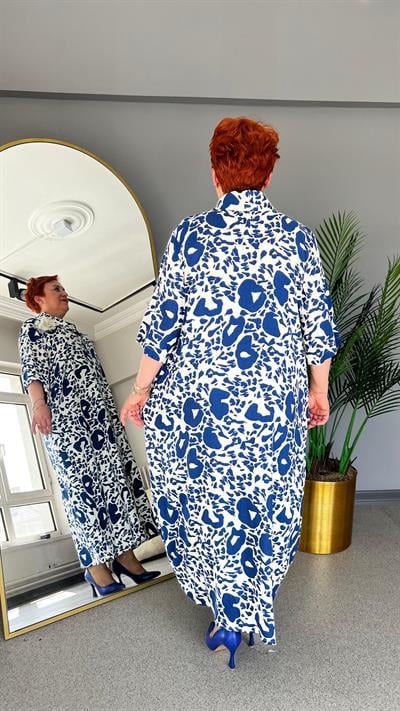 Selma Büyük Beden Çiçek Desenli Viskon Elbise