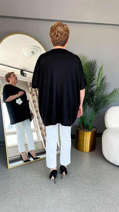 Selma Büyük Beden Çiçek Detaylı Bluz