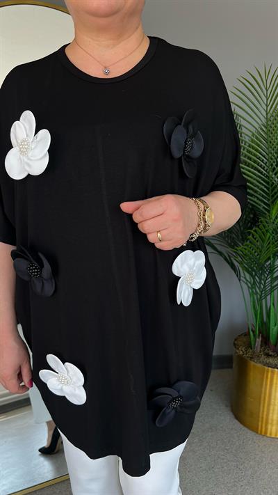 Selma Büyük Beden Çiçek Detaylı Bluz