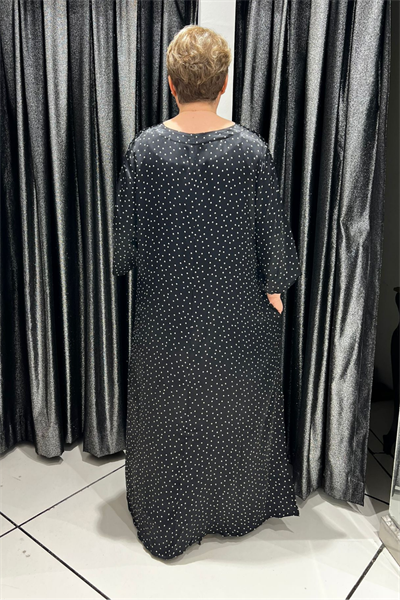 Selma Büyük Beden Çiçek Detaylı Saten Elbise