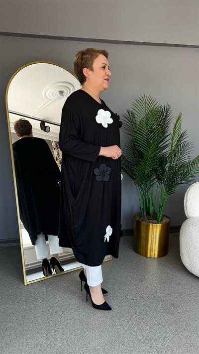 Selma Büyük Beden Çiçek Detaylı Tunik/Elbise