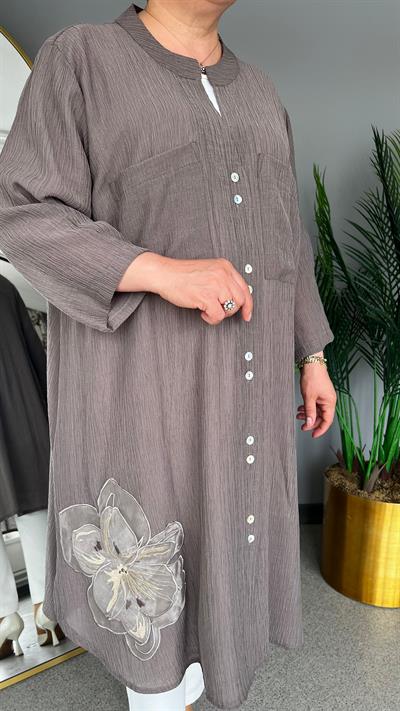 Selma Büyük Beden Çiçek İşlemeli Tunik