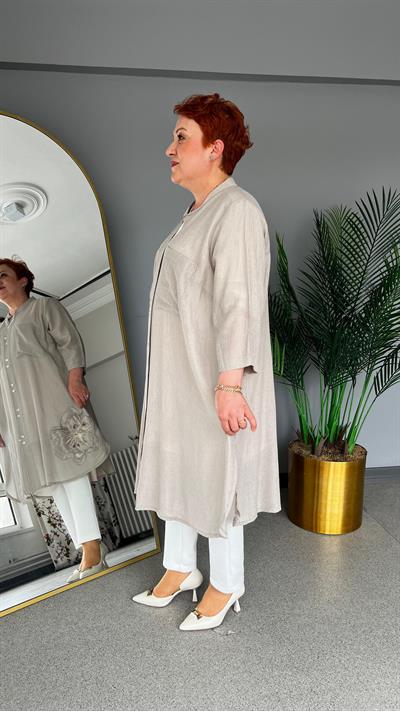 Selma Büyük Beden Çiçek İşlemeli Tunik