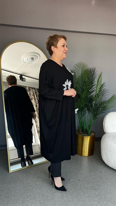Selma Büyük Beden Çiçek İşlemeli Tunik/Elbise