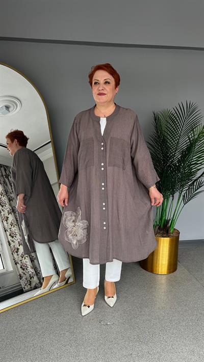 Selma Büyük Beden Çiçek İşlemeli Tunik