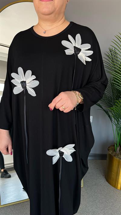 Selma Büyük Beden Çiçek İşlemeli Tunik/Elbise