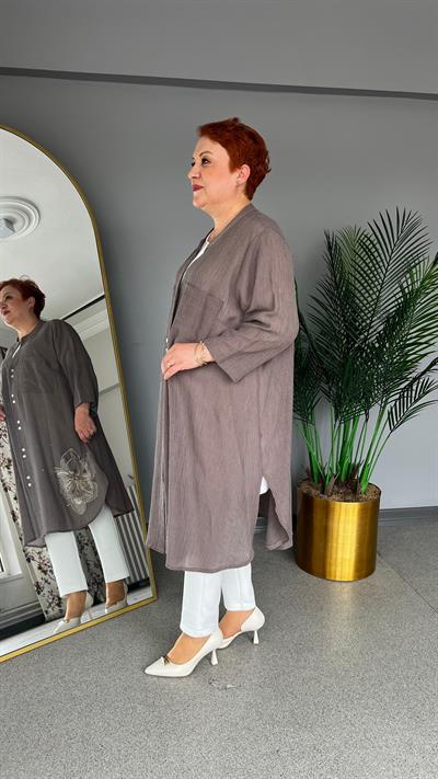 Selma Büyük Beden Çiçek İşlemeli Tunik