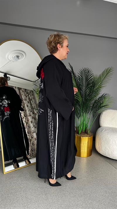 Selma Büyük Beden Çiçek Motifli Şık Pardesü