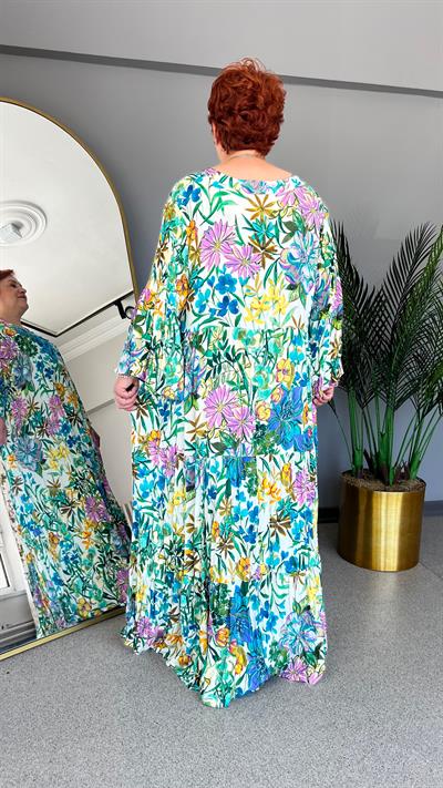 Selma Büyük Beden Çiçekli Viskon Elbise