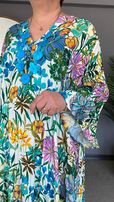 Selma Büyük Beden Çiçekli Viskon Elbise