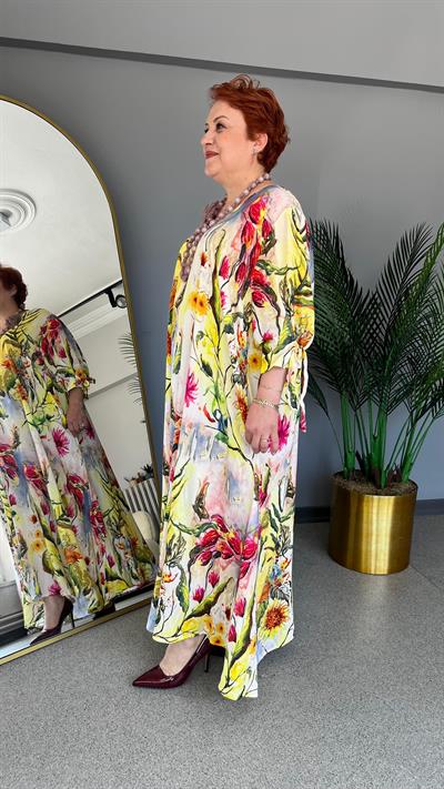 Selma Büyük Beden Çiçekli Viskon Elbise