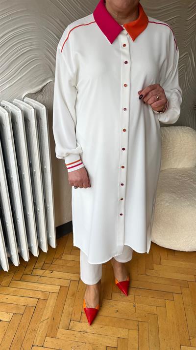 Selma Büyük Beden Çift Renk Yakalı Spor Gömlek