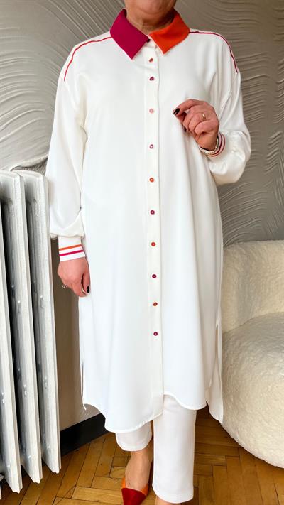 Selma Büyük Beden Çift Renk Yakalı Spor Gömlek